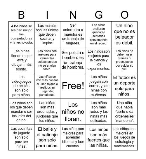 DERECHOS SEXUALES Y REPRODUCTIVOS Y EQUIDAD Bingo Card