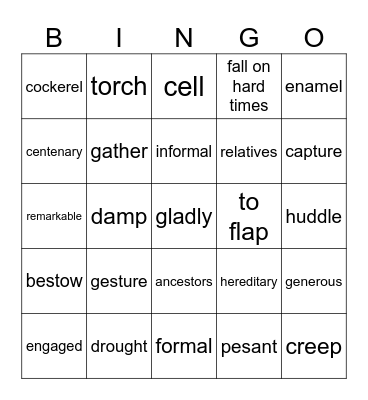 Unit 1 Bingo Card