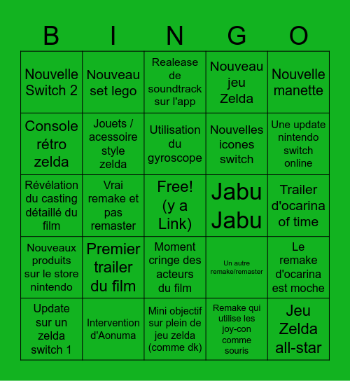 Zelda Direct Bingo Card