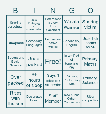 Laidlaw Noho Marae Bingo Card