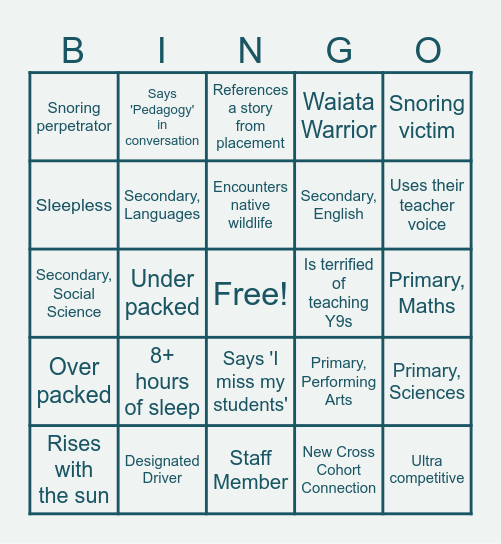 Laidlaw Noho Marae Bingo Card