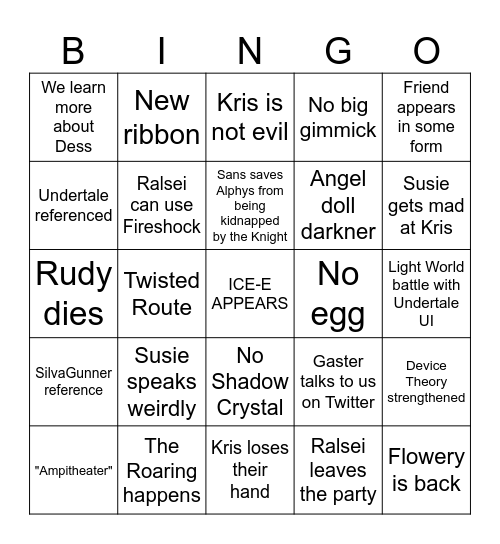 DELTARUNE CHAPTER 6 Bingo Card