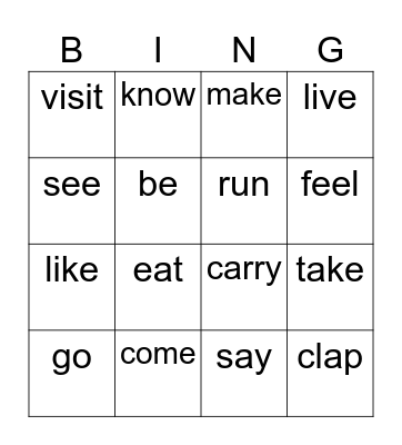 SIMPLE PAST VERBS Bingo Card