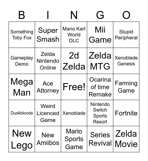 Mega Direct Bingo Card