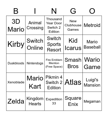 Nintendo Direct Bingo (September 2026) Bingo Card