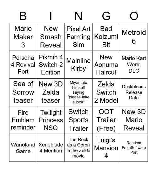 Direct Week Bingo Card