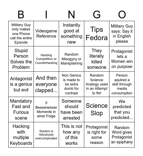 Scorpian Bingo Card