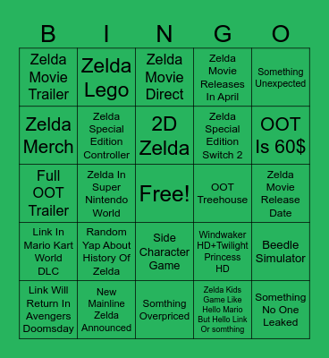 ZELDA DIRECT Bingo Card