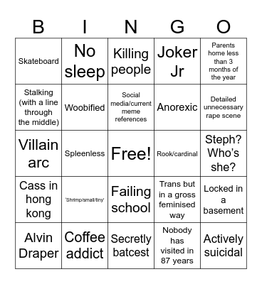cliche tim drake fanfic tropes Bingo Card