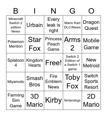 direct Bingo Card