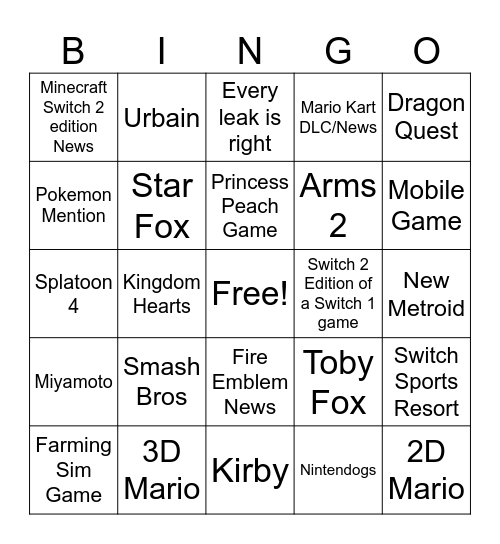 direct Bingo Card