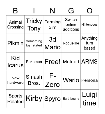 Switch 2 Direct Bingo Card