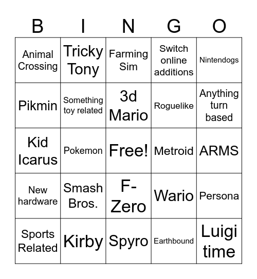 Switch 2 Direct Bingo Card