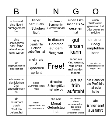 Back to school! Finde jemanden, der/die... Bingo Card