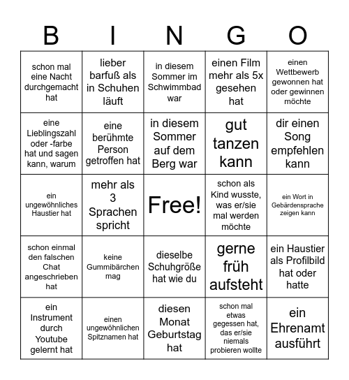 Back to school! Finde jemanden, der/die... Bingo Card