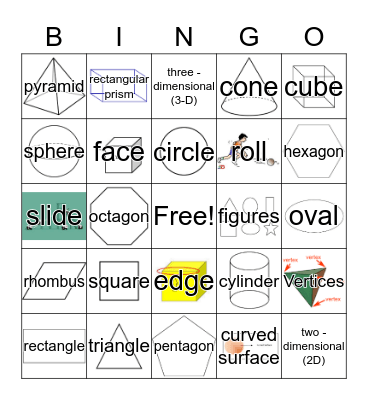 2D and 3D Figures (Shapes) Bingo Card