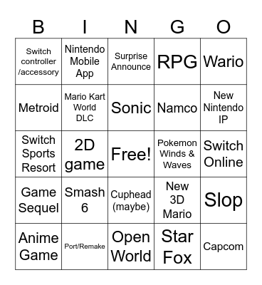 Switch Direct Bingo Card