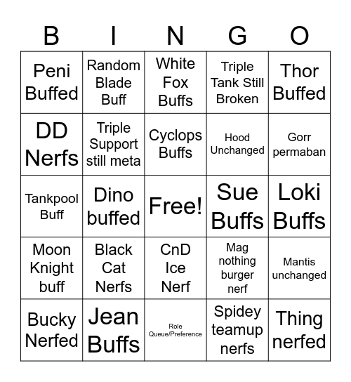 Rivals Season 10 Patch Notes #real Bingo Card