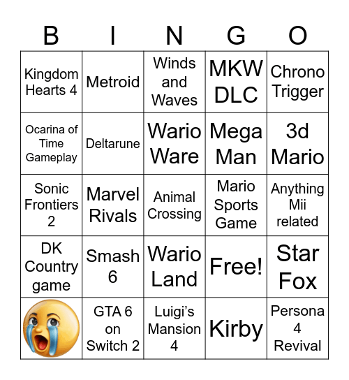 Direct 9/10/26 Bingo Card