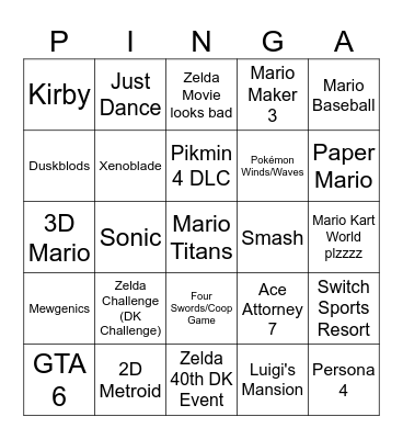 September 2026 Directs Bingo Card