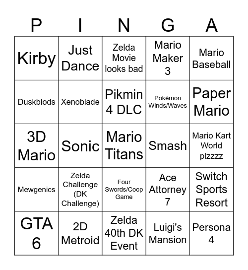 September 2026 Directs Bingo Card