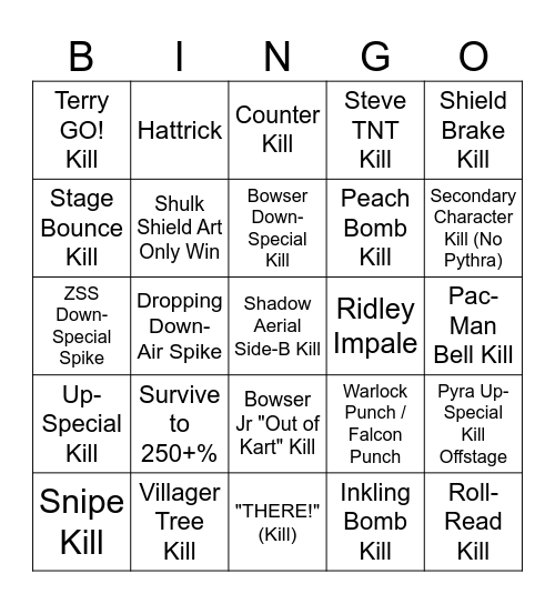 Smash Ultimate - Lockout 2 Bingo Card