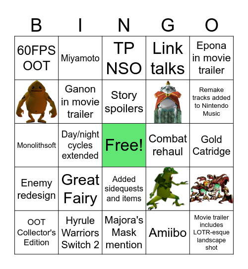 Zelda Direct Bingo Card
