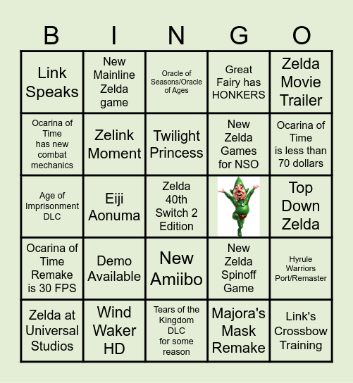 Zelda Direct September 2026 Bingo Card