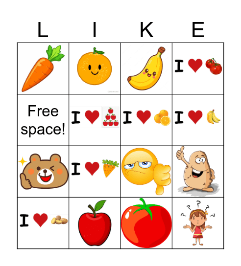 What do you like? BINGO Card
