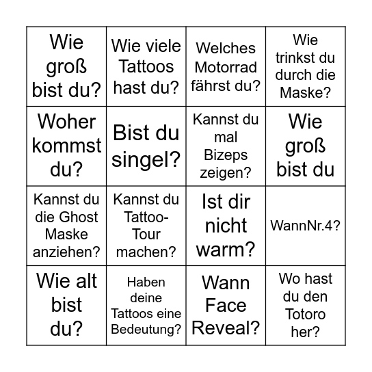 Tiktag's Bingo Card