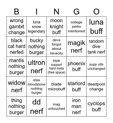 will i quit rivals Bingo Card