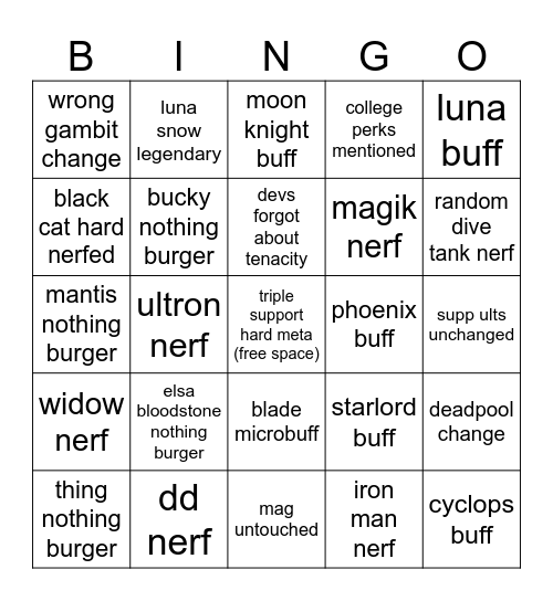 will i quit rivals Bingo Card