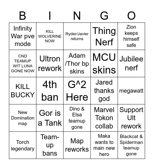 MR Season 10 Bingo Card
