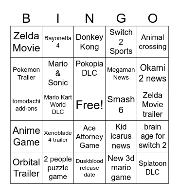 Wednesday Direct Bingo Card
