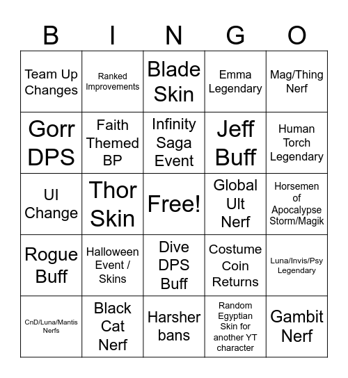 Ravioli Season 10 Bingo Card