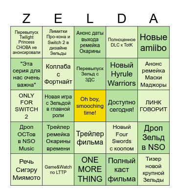 ZELDA's NINTENDO DIRECT 09/08/26 Bingo Card