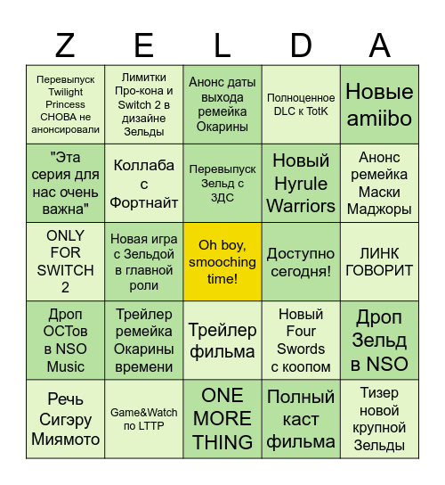 ZELDA's NINTENDO DIRECT 09/08/26 Bingo Card