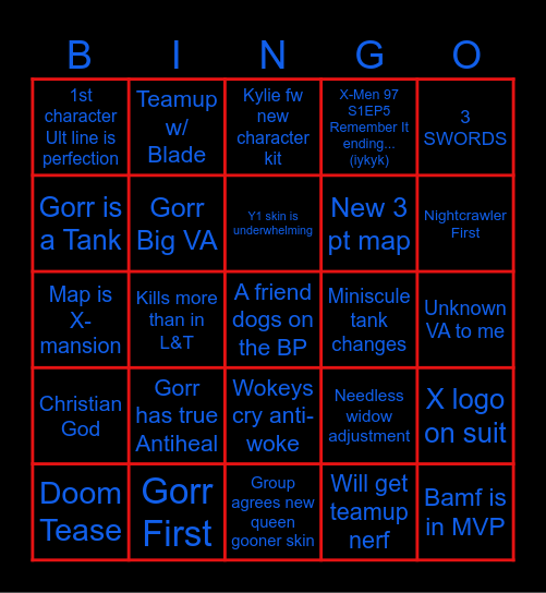 Rivals S10 annoucement Bingo Card
