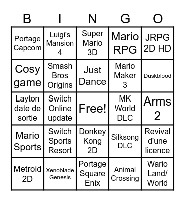 Nintendo Direct 09/09 Bingo Card