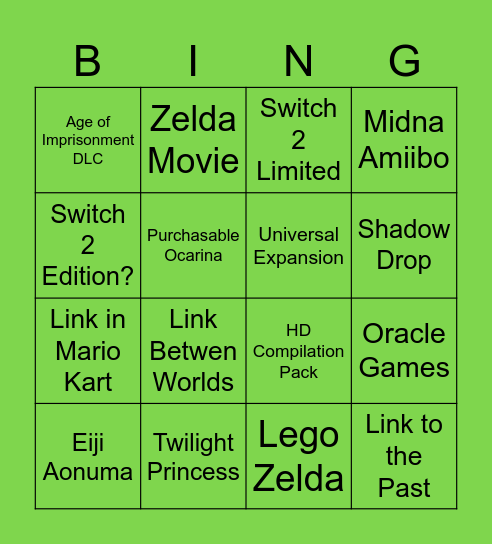 Zelda 40th Bingo! Bingo Card