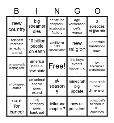 2027 BINGO Card