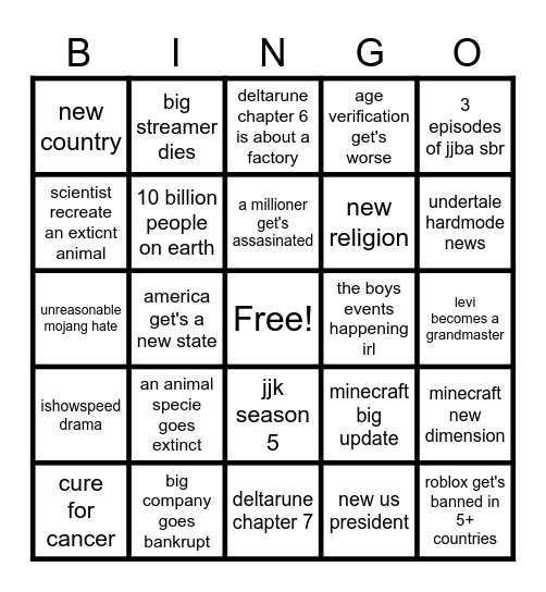 2027 BINGO Card
