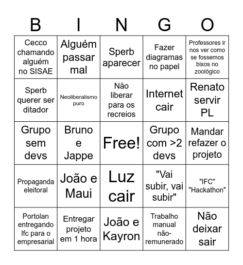 2° Hackathon do IFC Bingo Card