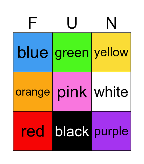 Color Bingo Card