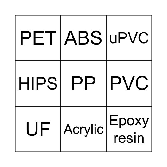 DT Bingo Card