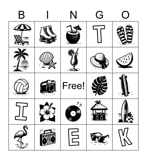 KITE Beach Glam Bingo Card