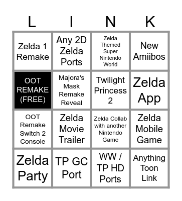 Zelda Direct Bingo Card