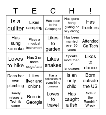 GTWC Get to Know You Bingo Card