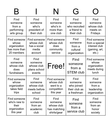 Leadership Lunch Bingo Card