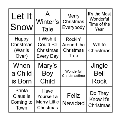Bingley Christmas Singo Bingo Card